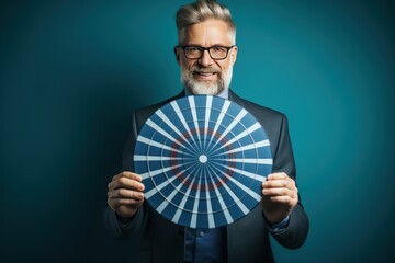 Businessman holding a big dart