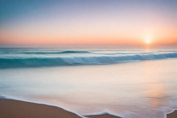 Obraz premium A serene horizon scene at dawn or dusk - AI Generative