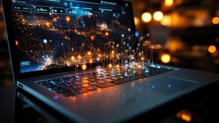 Obraz premium Surrounded by Analytical Data. Laptop Visualization