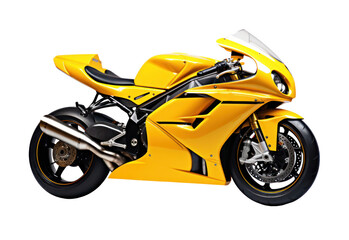 Obraz na płótnie Canvas Sports motorcycle fast racing yellow color isolated on white background