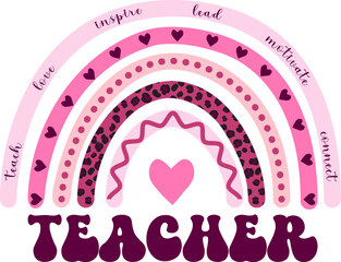 teacher boho rainbow