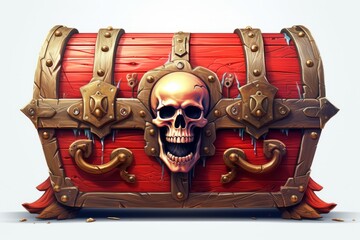 pirate chest colorful icon with intricate details, on a white background, Generative AI - obrazy, fototapety, plakaty