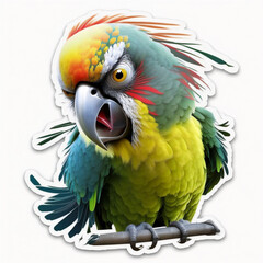illustration of a parrot in the form of a sticker
