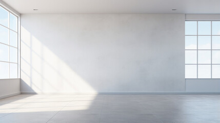 Obraz premium An empty, white room, with a few large windows at the top