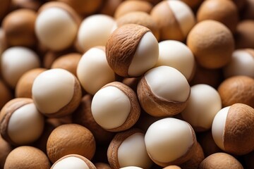 Close-up of macadamia nuts.