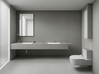 Experience the sleek and minimalist design of a modern bathroom, with a concrete wall adding a touch of industrial chic.