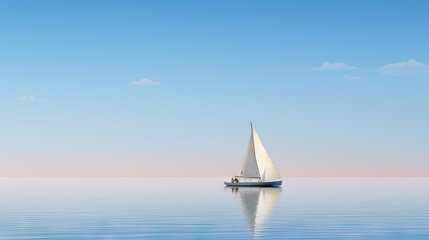  a sailboat floating in the middle of the ocean on a clear day.  generative ai