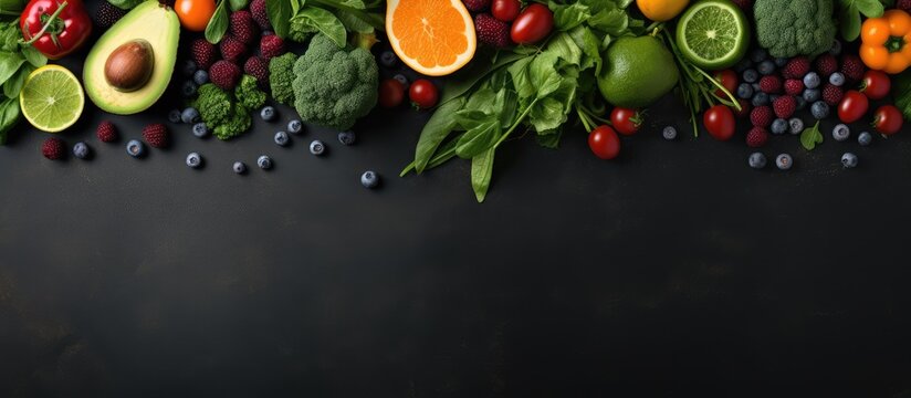 Overview of vegan cuisine Superfoods photographed from above Organic ingredients for a healthy diet