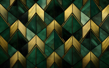 Art Deco-Inspired Teal and Gold Geometric Background