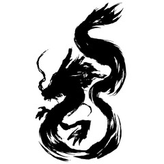 龍・ドラゴンの墨絵風イラスト素材　ベクター