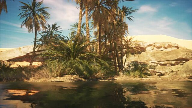 Palm trees in desert Liwa dunes