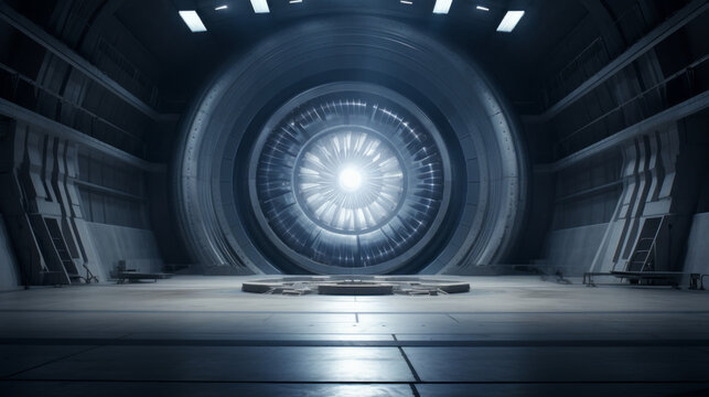 An aerospace testing facility's wind tunnel, simulating flight conditions for aircraft testing