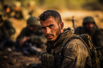Obraz premium Israeli soldiers in active duty during military operations 