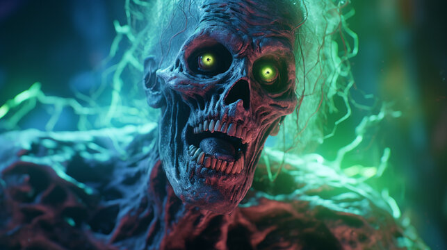 Halloween Zombie: Cinematic, Digital Painting with Neon Energy Effects and More