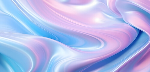 Obraz premium Iridescent Pastel Holographic Waves Background, a holographic effect that's ideal for dreamy and imaginative design
