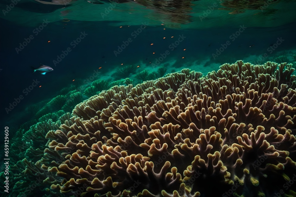 Poster a rare and mesmerizing event of coral spawning - ai generative