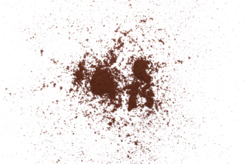 Coffee ground isolated on white, top view