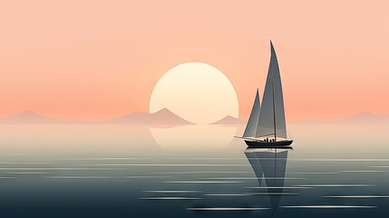 a sailboat floating on a body of water at sunset.  generative ai - obrazy, fototapety, plakaty