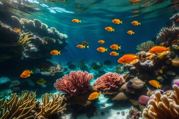 Fototapeta na wymiar An image of a vibrant coral reef teeming with life - AI Generative