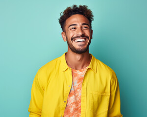 Obraz premium Portrait of a Handsome Man in Bright Attire