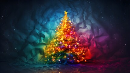 Obraz na płótnie Canvas Christmas Tree in rainbow colors. Generated with ai.