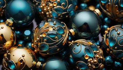 Christmas background with colorful baubles ornaments