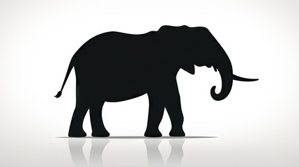  a black elephant standing on a white surface with its trunk in the air.  generative ai