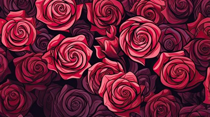  a bunch of red roses that are on a black background.  generative ai