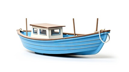 Naklejka na ściany i meble a small blue boat with a small white boat on top of it. generative ai
