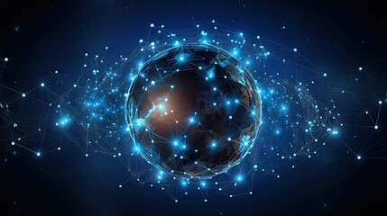 Obraz premium a stylized image of the earth surrounded by connected lines and dots. generative ai