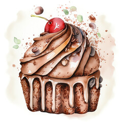 Ciastko czekoladowe ilustracja - obrazy, fototapety, plakaty