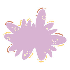 illustration of abstract splash or ink blob with purple color and memphis style design
