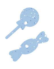 Silhouettes of candies with  texture of watercolor spots.Vector illustration