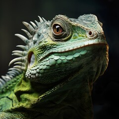 Fototapeta premium close-up portrait of a green iguana