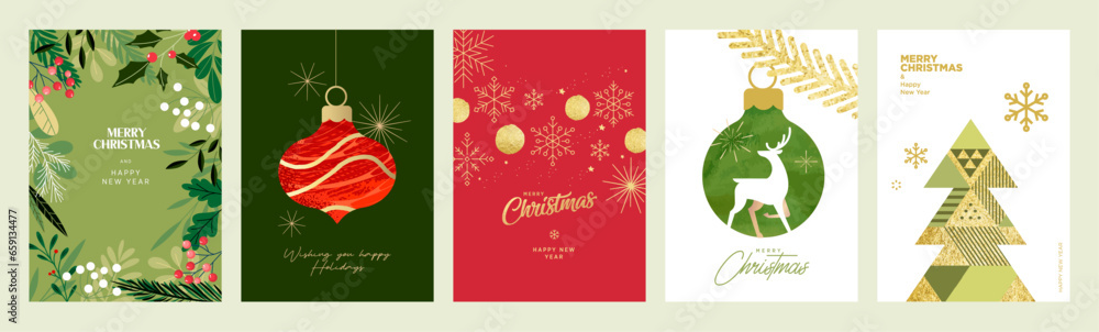 Canvas Prints set of christmas and new year 2024 greeting cards. vector illustration concepts for graphic and web 