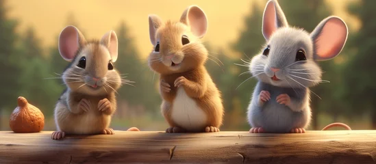 Tuinposter rabbit, beaver, mouse. cute and cute cartoon animals © Muhammad