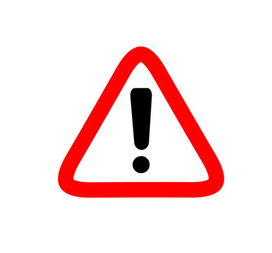 Warning sign is pictured with red triangle and black exclamation mark 
