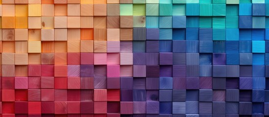 Assorted wooden blocks arranged in a row providing a backdrop for creativity and diversity