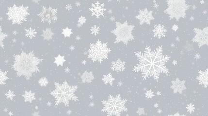  a snowflake pattern on a gray background with white snow flakes.  generative ai