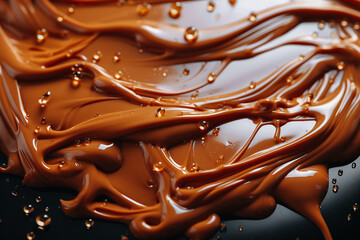 Macro detailed texture of dark chocolate ice cream wallpaper. Sweet food close up shot.