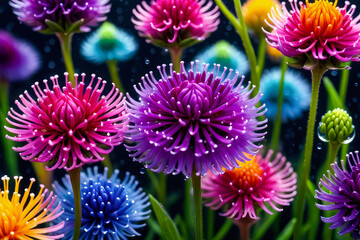 Colorful globe amaranth flowers background. Generative ai