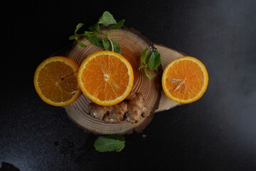 lemon and orange with mint and ginger