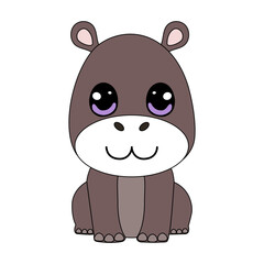 Vector illustration with cute hippopotamus