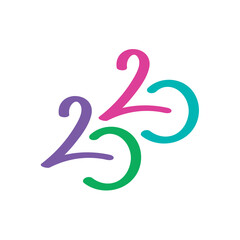 Obraz premium hand drawing number 2020. vector colorful 2020