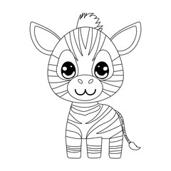 Zebra line art illustration, colour book