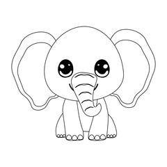 coloring page cartoon cute elephant