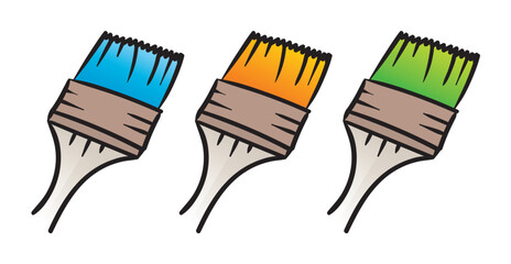 hand drawing paint brushes set vector