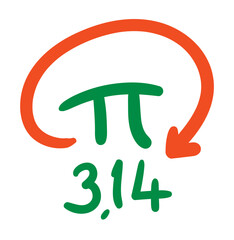 hand drawing pi number and arrow vector