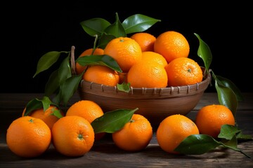 Refreshing Fresh ripe tangerines. Healthy natural food. Generate Ai