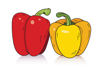 hand drawing red and yellow peppers